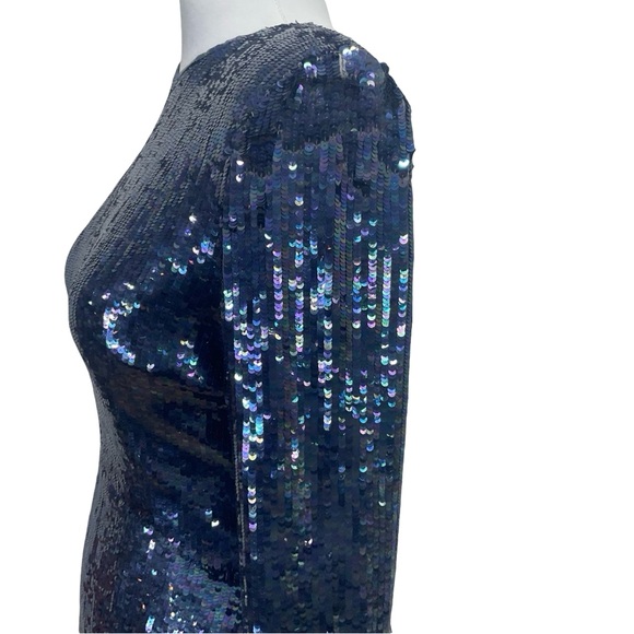 Vintage John Anthony Elegant Blue Sequin Evening Gown - Picture 6 of 15